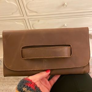 ABLE Brown Leather Handle Clutch